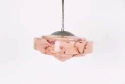 Clearance Pamono Italian Ceiling Lamp with Marble Glass Shade, 1930s