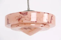 Clearance Pamono Italian Ceiling Lamp with Marble Glass Shade, 1930s