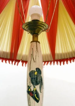 Best Pamono Italian Ceramic Floor Lamp with Table / Shelf, 1950s