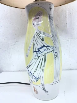 New Pamono Italian Ceramic Table Lamp by Milvia Quadrifoglio, 1950s