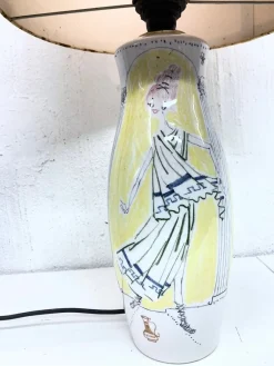 New Pamono Italian Ceramic Table Lamp by Milvia Quadrifoglio, 1950s