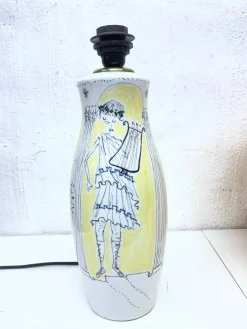 New Pamono Italian Ceramic Table Lamp by Milvia Quadrifoglio, 1950s