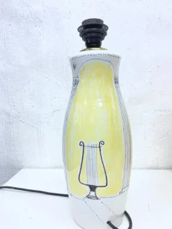 New Pamono Italian Ceramic Table Lamp by Milvia Quadrifoglio, 1950s