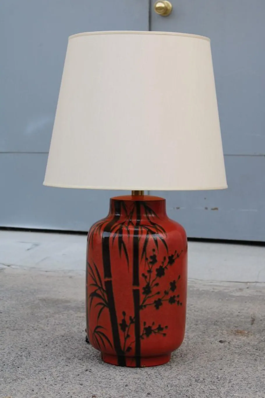 Pamono Italian Ceramic Table Lamp in Red by Zaccagini Design, 1960