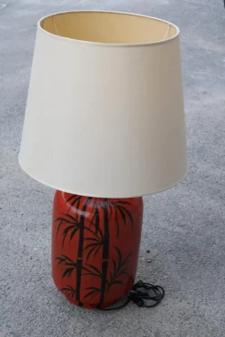 Pamono Italian Ceramic Table Lamp in Red by Zaccagini Design, 1960