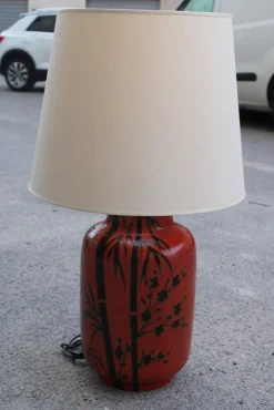 Pamono Italian Ceramic Table Lamp in Red by Zaccagini Design, 1960
