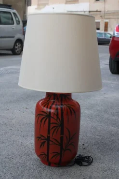 Pamono Italian Ceramic Table Lamp in Red by Zaccagini Design, 1960