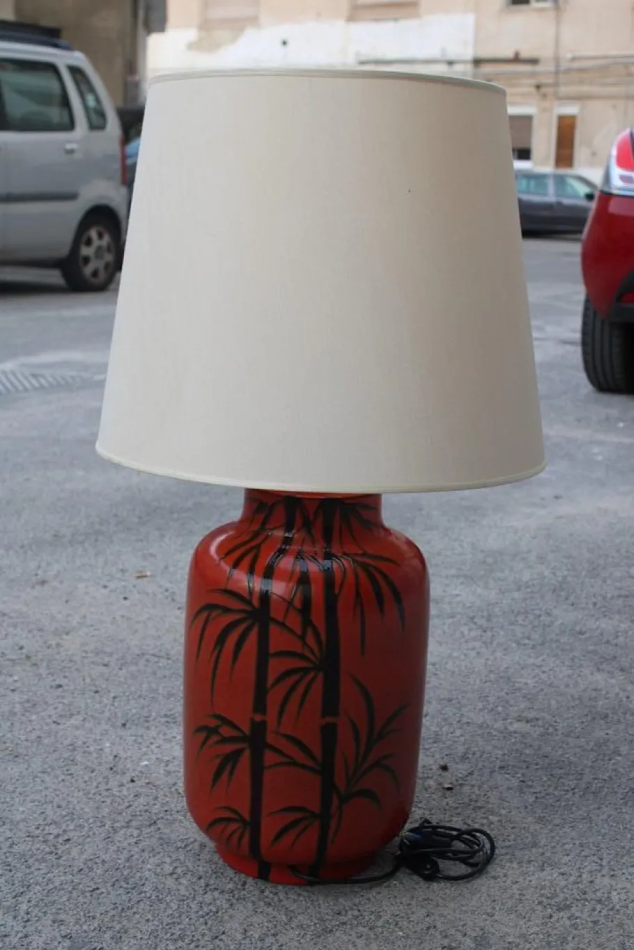 Pamono Italian Ceramic Table Lamp in Red by Zaccagini Design, 1960