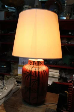 Pamono Italian Ceramic Table Lamp in Red by Zaccagini Design, 1960
