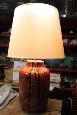 Pamono Italian Ceramic Table Lamp in Red by Zaccagini Design, 1960