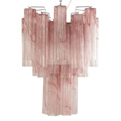 Clearance Pamono Italian Chandelier in Pink Murano Glass, 1980s