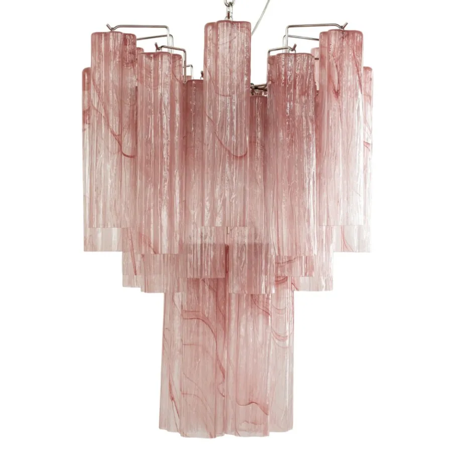Clearance Pamono Italian Chandelier in Pink Murano Glass, 1980s