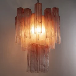 Clearance Pamono Italian Chandelier in Pink Murano Glass, 1980s