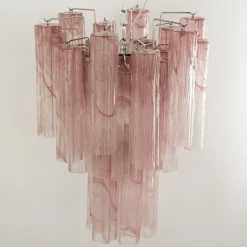 Clearance Pamono Italian Chandelier in Pink Murano Glass, 1980s