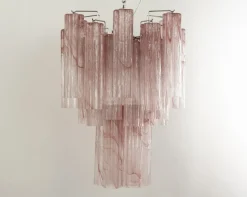 Clearance Pamono Italian Chandelier in Pink Murano Glass, 1980s