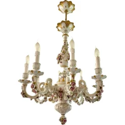 Sale Pamono Italian Chandelier in Porcelain, 1950