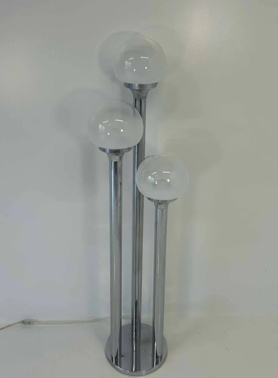 Sale Pamono Italian Chrome and Murano Glass Floor Lamp from Mazzega, 1970s