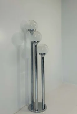 Sale Pamono Italian Chrome and Murano Glass Floor Lamp from Mazzega, 1970s
