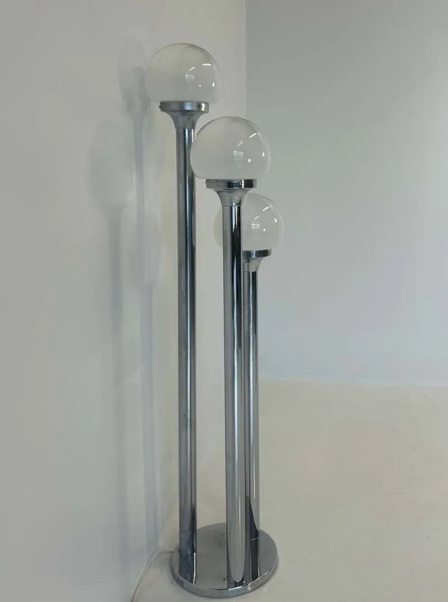 Sale Pamono Italian Chrome and Murano Glass Floor Lamp from Mazzega, 1970s