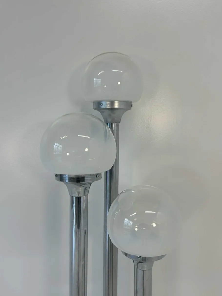 Sale Pamono Italian Chrome and Murano Glass Floor Lamp from Mazzega, 1970s