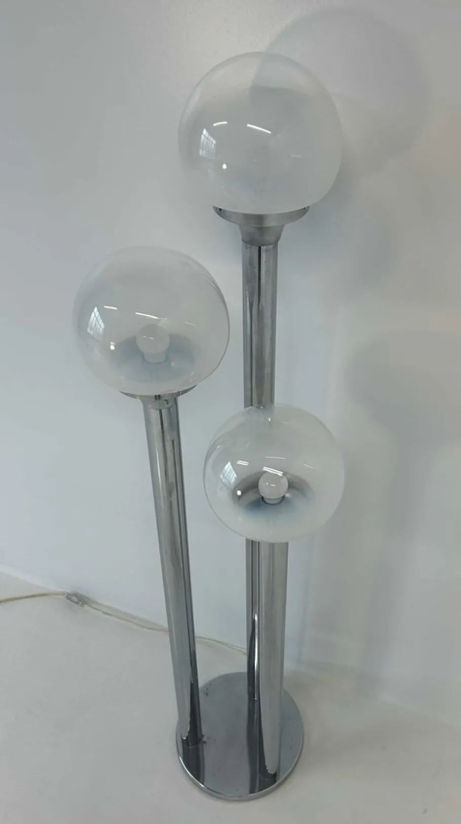 Sale Pamono Italian Chrome and Murano Glass Floor Lamp from Mazzega, 1970s