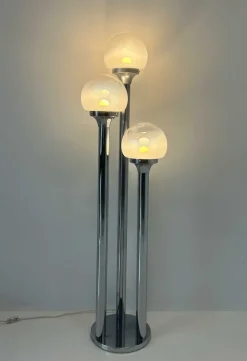 Sale Pamono Italian Chrome and Murano Glass Floor Lamp from Mazzega, 1970s