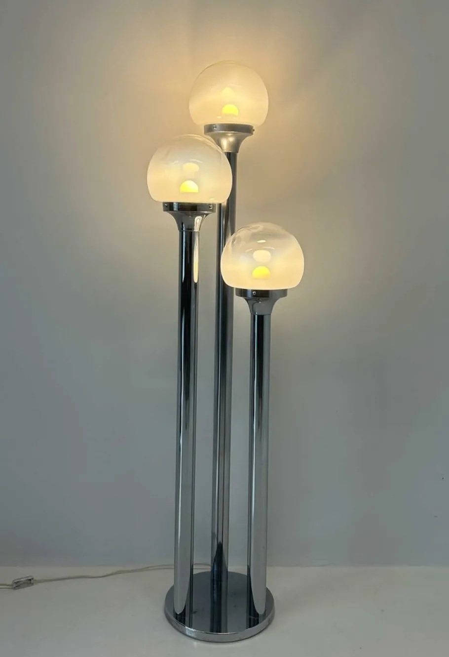 Sale Pamono Italian Chrome and Murano Glass Floor Lamp from Mazzega, 1970s