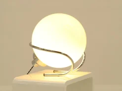 Sale Pamono Italian Chrome and White Glass Globe Table Lamp, Italy, 1970s