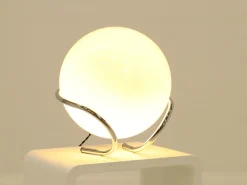 Sale Pamono Italian Chrome and White Glass Globe Table Lamp, Italy, 1970s