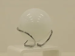 Sale Pamono Italian Chrome and White Glass Globe Table Lamp, Italy, 1970s