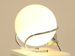 Sale Pamono Italian Chrome and White Glass Globe Table Lamp, Italy, 1970s