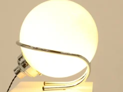 Discount Pamono Italian Chrome and White Glass Globe Table Lamp, Italy, 1970s