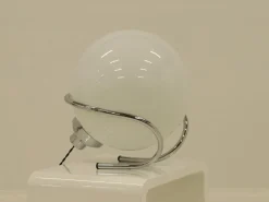 Discount Pamono Italian Chrome and White Glass Globe Table Lamp, Italy, 1970s
