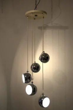 Discount Pamono Italian Chrome Globe Pendant by Harvey Guzzini, 1965