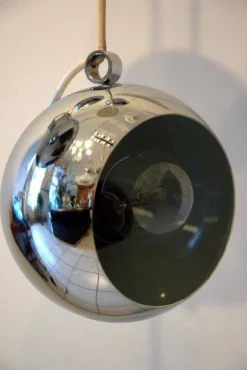 Discount Pamono Italian Chrome Globe Pendant by Harvey Guzzini, 1965