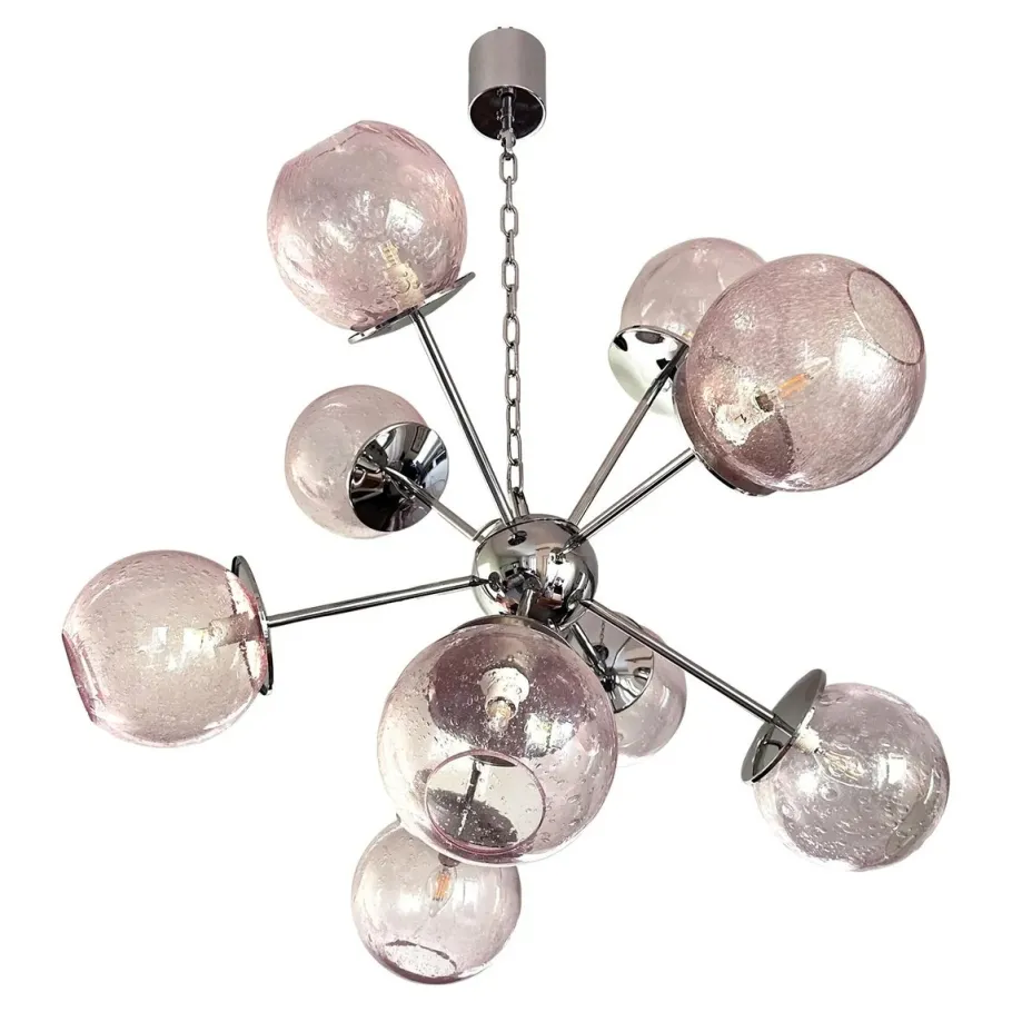 Discount Pamono Italian Chromed Sputnik Chandelier in Pink by Simoeng