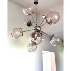 Discount Pamono Italian Chromed Sputnik Chandelier in Pink by Simoeng