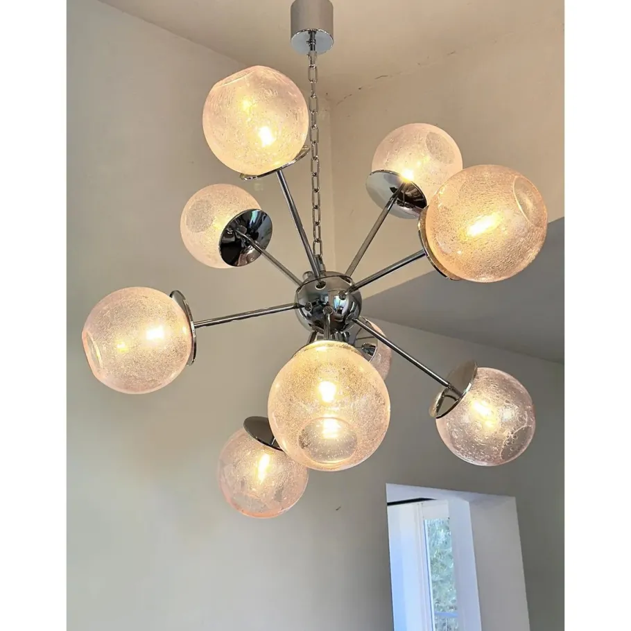 Discount Pamono Italian Chromed Sputnik Chandelier in Pink by Simoeng
