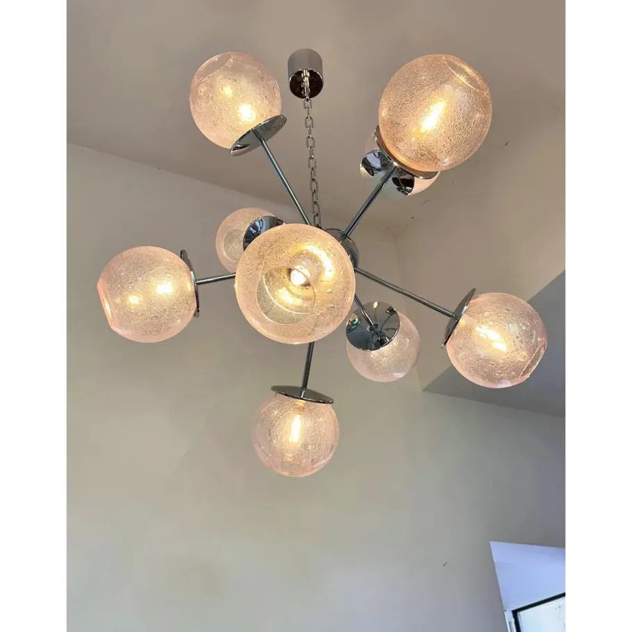 Discount Pamono Italian Chromed Sputnik Chandelier in Pink by Simoeng