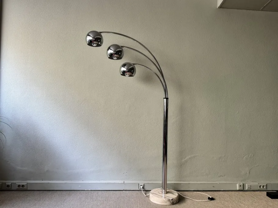 Online Pamono Italian Chromed Steel Floor Lamp with Three Arms attributed to Goffredo Reggiani, 1970s