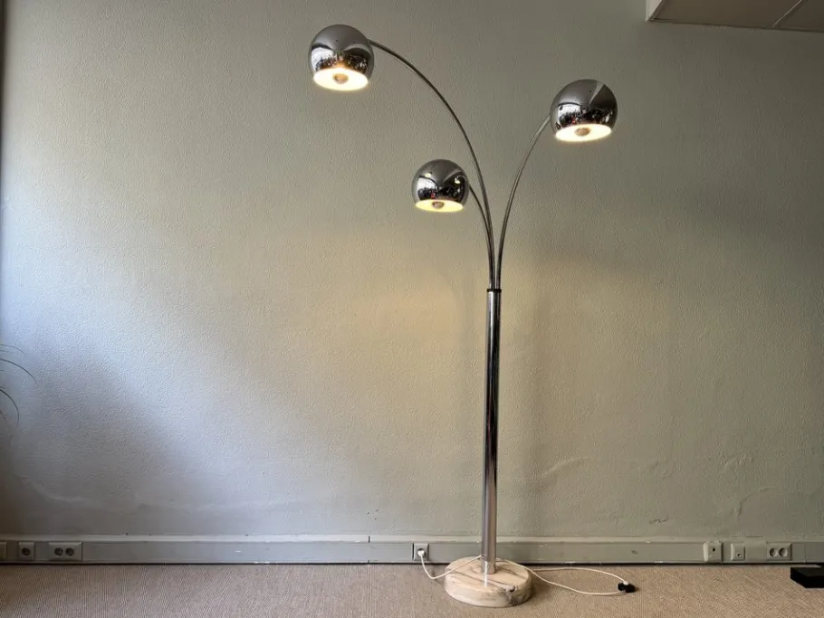 Online Pamono Italian Chromed Steel Floor Lamp with Three Arms attributed to Goffredo Reggiani, 1970s