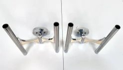 New Pamono Italian Chromed Steel Wall Lamps or Sconces Model 105 by Gaetano Sciolari for Sciolari Roma, 1960s, Set of 2