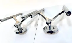 New Pamono Italian Chromed Steel Wall Lamps or Sconces Model 105 by Gaetano Sciolari for Sciolari Roma, 1960s, Set of 2