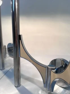 New Pamono Italian Chromed Steel Wall Lamps or Sconces Model 105 by Gaetano Sciolari for Sciolari Roma, 1960s, Set of 2