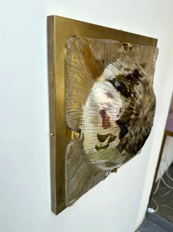 New Pamono Italian Cola Crater Murano Glass and Brass Sconces attributed to La Murrina, 1970s, Set of 2