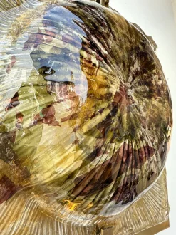 New Pamono Italian Cola Crater Murano Glass and Brass Sconces attributed to La Murrina, 1970s, Set of 2