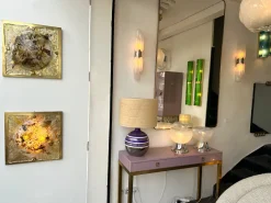 New Pamono Italian Cola Crater Murano Glass and Brass Sconces attributed to La Murrina, 1970s, Set of 2