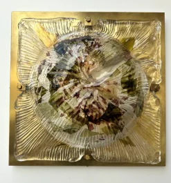 New Pamono Italian Cola Crater Murano Glass and Brass Sconces attributed to La Murrina, 1970s, Set of 2