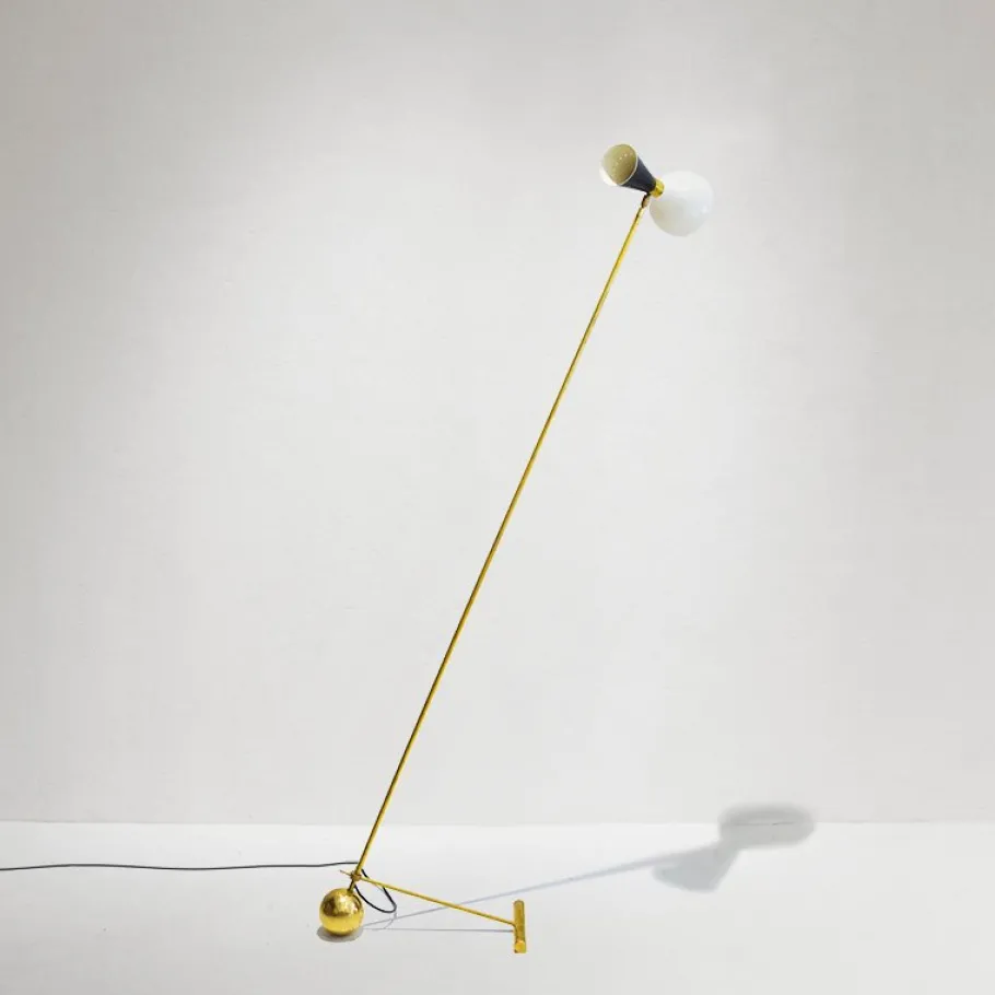 Sale Pamono Italian Counterweight Brass Floor Lamp, 1960s