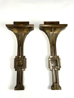 Discount Pamono Italian Deco Style Wall Lamps in Bronze attributed to Banci, 1970s, Set of 2